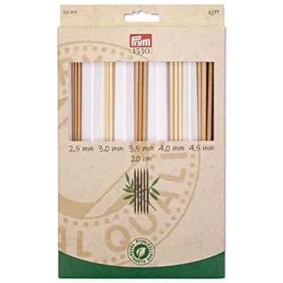 Imagen de Prym 1530 Juego de agujas bambú doble punta (2.50 4.50 mm) 1 unidad