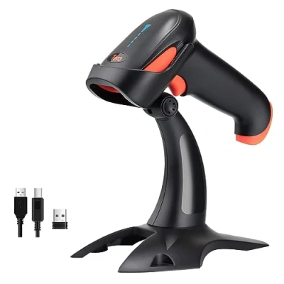 Imagen de Tera Pro Escáner de Código Barras Inalámbrico Lector Omnidireccional Bluetooth USB 1D 2D QR Digital Compacto, HW0002 Naranja