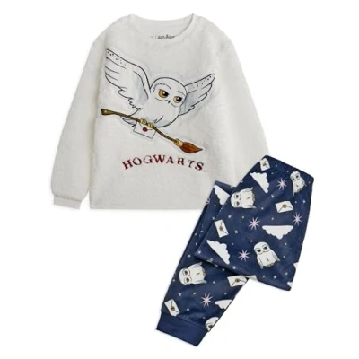Imagen de Harry Potter Conjunto de pijama para niños Hogwarts Hedwig Top forro polar Sherpa manga larga y pantalones estar por casa con estampado integral Paquete completo ropa dormir a juego
