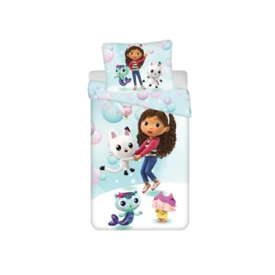 Imagen de My sweety pop Gabby&#039;s Dollhouse Juego de cama (2 piezas, funda edredón, reversible, 140 x 200 cm, almohada, 70 90 100% poliéster), diseño gabby