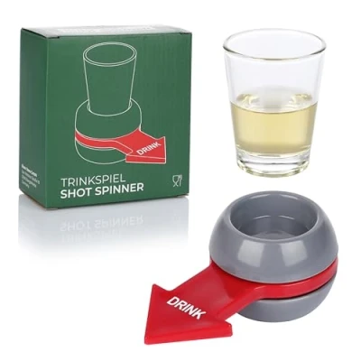 Imagen de FunX Shot Spinner Divertido giro de botellas con vaso chupito y flecha juego beber, beber para fiestas, JGA reuniones acogedoras 2 cl capacidad