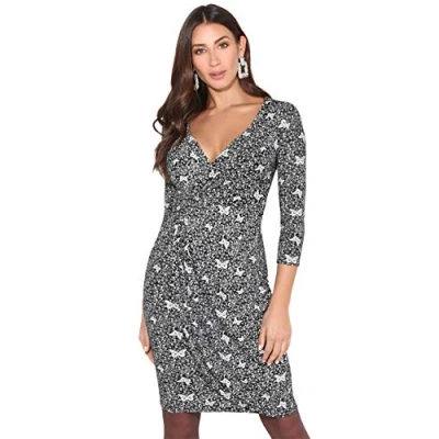 Imagen de KRISP Vestido Mujer Ajustado Fiesta Invitada Boda Outlet Corto Colores Tallas Grandes Noche Elegante Cóctel, (Negro/Blanco (4273), 38 EU (10 UK)), 4273 BLKWHT 10