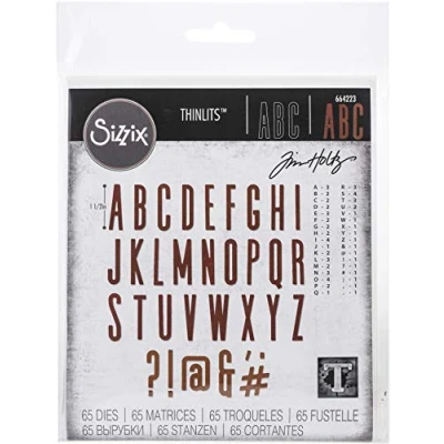 Imagen de Sizzix Set de Troqueles Thinlits 664223 65 pzas Alfanumérico Mayúsculo by Tim Holtz, Multicolor, talla única