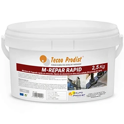 Imagen de M REPAR RAPID de Tecno Prodist (2,5 kg) Mortero fraguado rápido sin retracción, fijación elementos en obra civil y sellado filtraciones agua. Color Gris