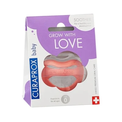 Imagen de Curaprox Chupete para bebé, color naranja, con caja de almacenamiento, tamaño 0, 3 a 7 kg o 0 meses, Pacifier, 1 unidad, 22 g