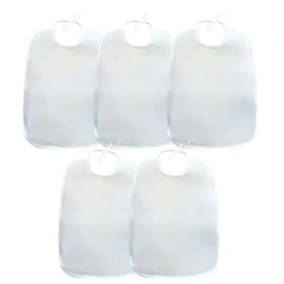 Imagen de Easy Dort Juego de 5 baberos impermeables (30 x 40 cm, 100% algodón, esponja, cierre hebilla, color blanco liso