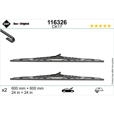 Imagen de Limpiaparabrisas Swf 116326 600, 600mm delante Escobillas con arco OPEL: Zafira A Monovolumen, Meriva Monospace