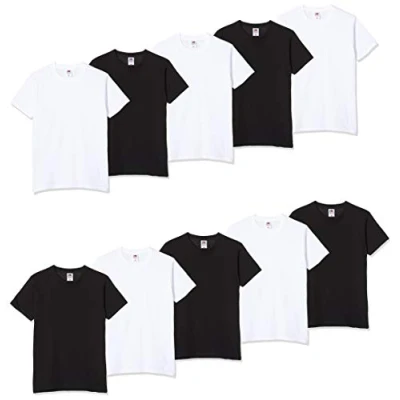 Imagen de Fruit of the Loom Heavy Cotton 10 Pack tee Camiseta, Multicolor (White/Black 30/36), X Large (Pack de 10) para Hombre