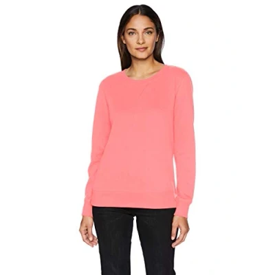 Imagen de Amazon Essentials Sudadera de Cuellocaja Forro Polar y Tejido Rizo Francés (Disponible en Tallas Grandes) Mujer, Rosa Coral, L