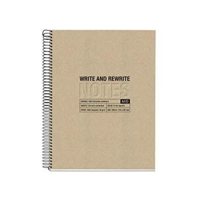 Imagen de Miquelrius Cuaderno 100% Reciclado, Cubierta Cartón A4 (210 x 297 mm), 4 Taladros, 120 Hojas recicladas de 80 g/m², Franjas Color, Rayado Cuadrícula 5 mm, Color Craft