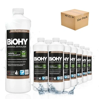 Imagen de BiOHY Descalcificador universal (12 botellas de 1 litro) Universeel concentraat voor alle huishoudelijke apparaten Compatibel met koffiemachines en espressomachines (Entkalker)