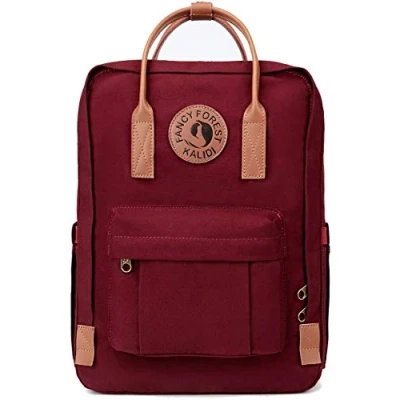 Imagen de KALIDI Mochila Unisex de Estudiante, Escolar del Ordenador Portátil 15 Pulgadas,Bolso Resistente Vintage, Tinto