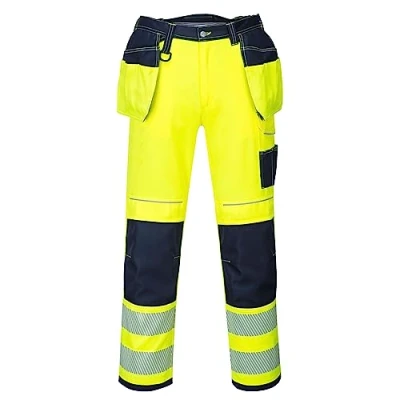 Imagen de Portwest T501 Pantalones de Trabajo con Bolsillo Reforzado PW3 Hi Vis Amarillo/Azul Marino, 28