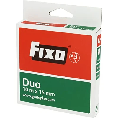 Imagen de Fixo Duo 75600000. Cinta Adhesiva Doble Cara, 15mmx10m, Libre de Ácido y Lignina, Perfecta para Manualidades con Goma EVA Scrapbooking, transparente