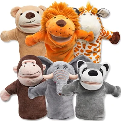 Imagen de Animal Amigos Deluxe Marionetas de Mano para Niños con Boca Trabajo (Paquete 6) Juegos Imaginativos