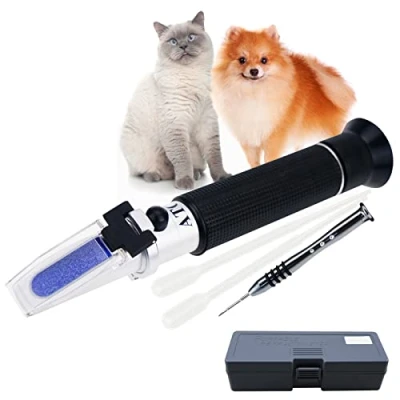 Imagen de Portátil Clínico Refractómetro con ATC para Orina Específico Gravedad RI Medición de Perro Gato 1.000 1.060RI y Sangre Suero Proteína 2 14g/dl, Gratis Pipetas