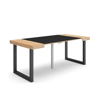 Imagen de Skraut Home Mesa Consola Extensible Comedor Plegable 180 para 8 comensales Patas Madera Maciza Estilo Moderno Roble y Negro