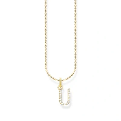 Imagen de THOMAS SABO Collar con letra U, plata chapada en oro circonitas, KE2260 414 14