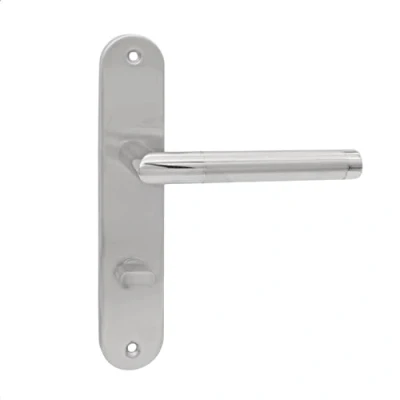 Imagen de domino Spectra Inx Juego de manillas para puerta baño (78 unidades, izquierda y derecha, puertas baño, forma L, herrajes acero inoxidable), color plateado