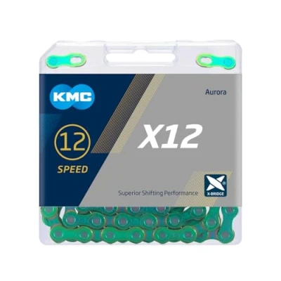 Imagen de KMC Cadena X12 de 12 velocidades, verde aurora, 126 eslabones