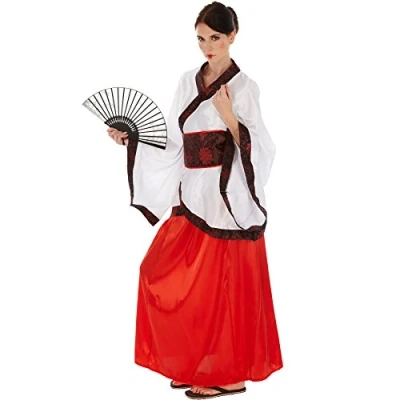 Imagen de TecTake dressforfun Disfraz de Asiática Chino para Mujer Kimono Satén Brillante Incl. Faja Muy práctica (XL No. 301023)