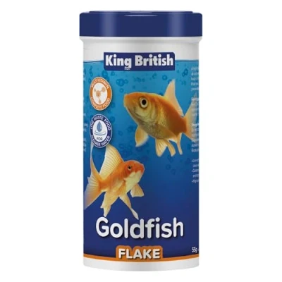 Imagen de King British Copos para Goldfish 55g: Alimento Completo con multivitaminas, Ingredientes Naturales y Otros Peces de Agua fría