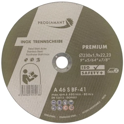 Imagen de PRODIAMANT Discos de corte 230 mm x 1,9 mm, 10 unidades, acero inoxidable y