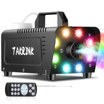 Imagen de TAKRINK 900W Máquina de Humo Automática con 8 LED 16 Colores RGB Niebla Remoto Inalámbrico Fog Machine Portátil para Fiesta Escenario Discoteca DJ Club Boda