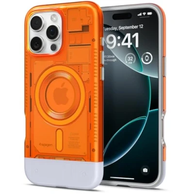 Imagen de Spigen Funda para iPhone 16 Pro MAX, Classic C1 MagFit Compatible con MagSafe Mandarina