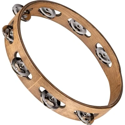 Imagen de MEINL Percussion Traditional Wood Tambourine with Sonajas de acero 1 Fila, Nogal Marrón, TA1WB