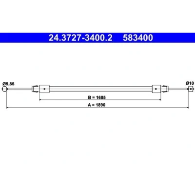 Imagen de ATE 24.3727 3400.2 Cable de Freno Mano 1890 AUDI: Q7, VOLKSWAGEN: Touareg I