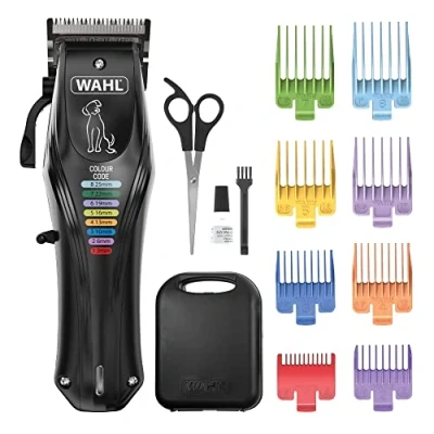 Imagen de WAHL Colour Pro cortapelos recargable para mascotas, con peines codificados, aseo completo perros, bajo ruido, cable/inalámbrico, color negro