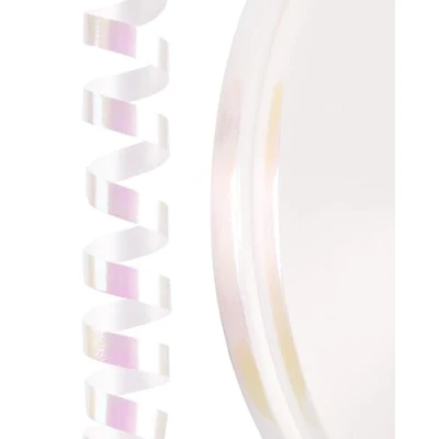 Imagen de PartyWoo Cinta blanca iridiscente, 120 metros de lazo, anillo, globo brillante, decorativa para gorras globo, Envoltura regalos, Manualidades (2 rollos, 60 m/rollo)