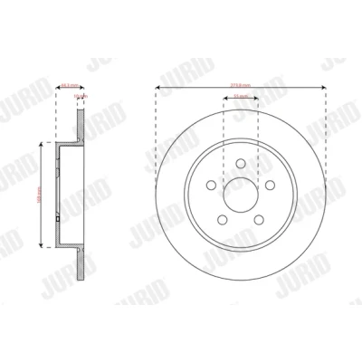 Imagen de JURID Disco de freno TOYOTA: Yaris IV 274mm 10mm 5 100mm macizo revestido 563741JC 42431K0010 Discos freno,