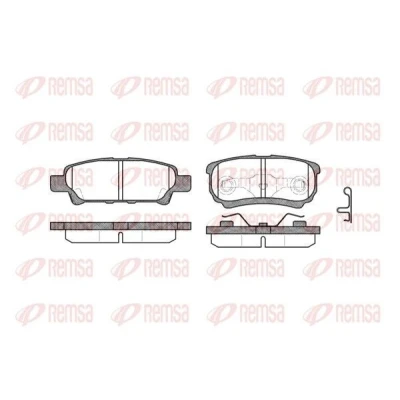 Imagen de REMSA 1051.02 Juego de pastillas freno Eje trasero con contacto avisador desgaste accesorios, muelle MITSUBISHI: Lancer 8 Limousine
