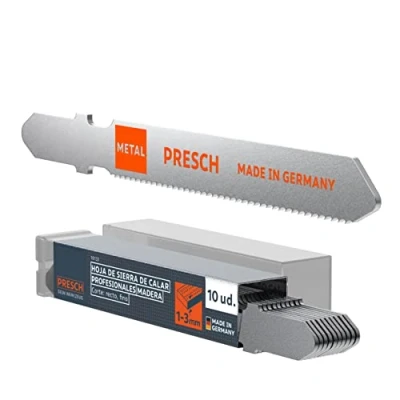 Imagen de Presch Hojas de sierra calar Metal 10 ud. para aceros inoxidables (1 3mm) duraderas con vástago en T todas las sierras acero inoxidable