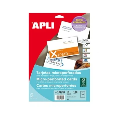 Imagen de Apli Paper 10608 Tarjeta Visita Blanca Microperforada 10H