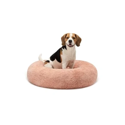 Imagen de lionto Cama Perros Redonda cojín Gatos sofá para Donut, (XXL) 80 cm Ø Rosa