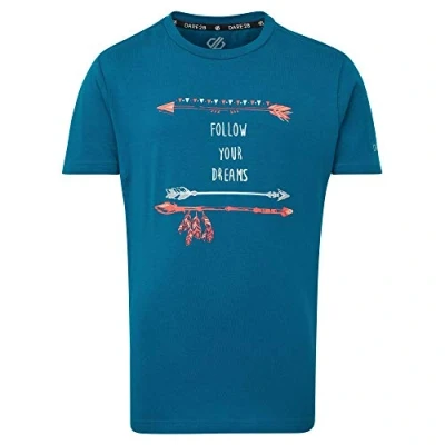 Imagen de Dare2b Go Beyond Camiseta Informal Estampada De Algodón T Shirts/Polos/Vests, Niños, Petrol Blue, 3 4
