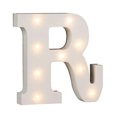Imagen de Out of the blue 57/6091 Letra de madera «R», iluminada con 9 luces led, funciona pilas, aprox. 16 cm