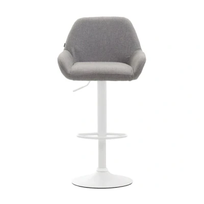 Imagen de CLP Taburete De Bar Braga en Tela con Respaldo &amp; Reposabrazos Silla Alta Regulable Altura Giratorio I, Color:Gris, Color del Marco:Blanco