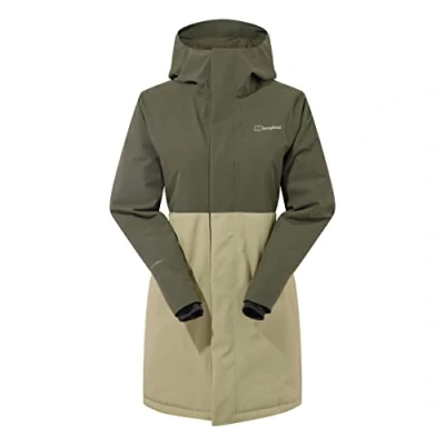 Imagen de Berghaus Hinderwick Chaqueta impermeable con aislamiento para mujer, duradera, transpirable, color verde profundidades, aceite, talla 10