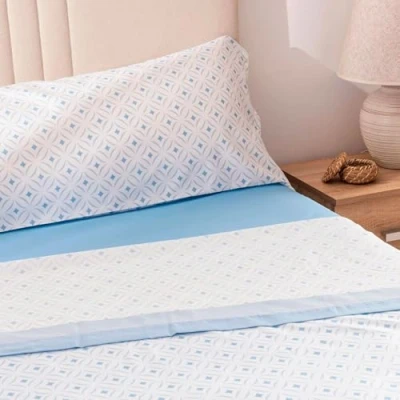Imagen de Donegal Collections Juego de Sabanas 3 Piezas Cama 135 135x190/200 Ropa Incluye Sabana Bajera, Encimera y Funda Almohada Microfibra Extra Suave Tevi Azul