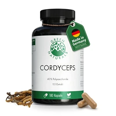 Imagen de Cordyceps Sinensis 180 cápsulas dosis alta: 1400 mg de por diaria Extracto 10:1 Vegano Green Naturals