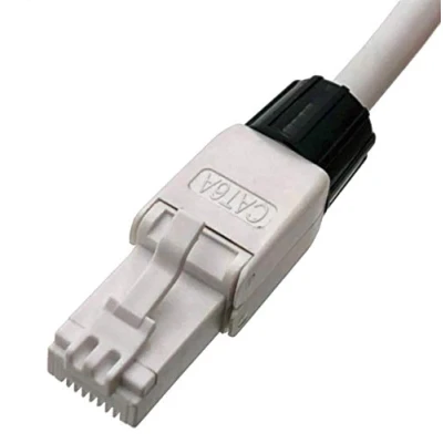 Imagen de odedo conector de crimpado sin herramientas, Cat 6A UTP RJ45, red para cable conexión hasta 8 mm AWG 22 24, montaje con contactos dorados, 4X