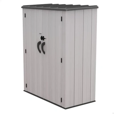 Imagen de LIFETIME Armario Exterior Vertical Rough Cut 1.350 L, Polietileno HDPE, con Suelo, Doble Puerta Cierre para candado, Estructura Reforzada, estantes Interiores, Resistente a la Intemperie (92316)