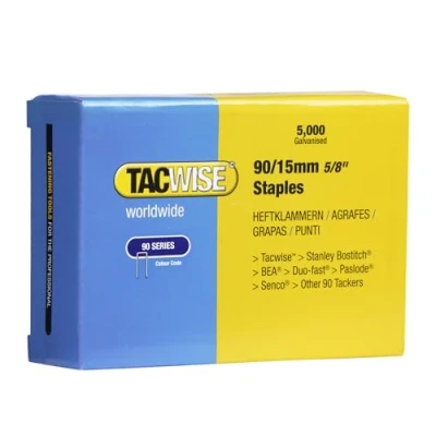 Imagen de TACWISE 0306 Grapas de Corona Estrecha 90/15 mm Caja 5000, Plata, 15mm, Set Piezas