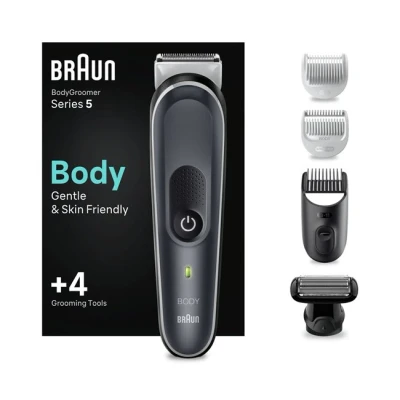 Imagen de Afeitadora corporal Braun BodyGroomer Series 5 BG5360, Skinshield, 4 peines fijo, deslizante, al ras y zonas sensibles, Wet&amp;dry, Autonomía 100 min
