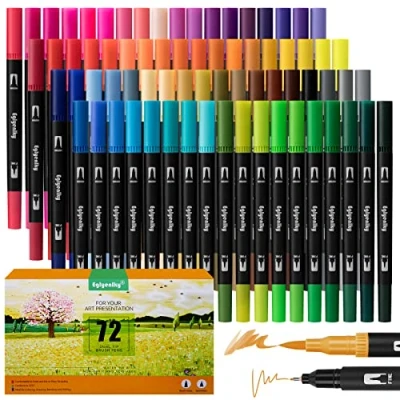 Imagen de Eglyenlky 72 Pincel de doble cabeza, marca color para adultos, punta fina, adecuado niños, artistas diario pintura, notas y caligrafía