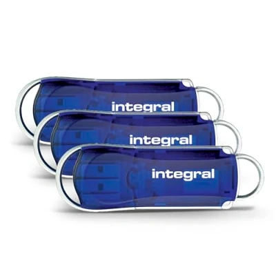 Imagen de Integral 32GB Pack de 3 USB 2.0 Flash Drive Courier Azul